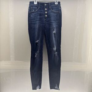 KANCAN Los Angeles Button Fly Skinny Jeans KC6192D Distressed Stretch Size W5/27